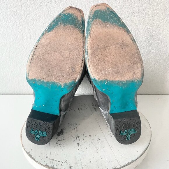 Lane LEXINGTON Womens Cowboy Boots 8.5 Black Western Cowgirl Tall Pointed Toe - Picture 8 of 11